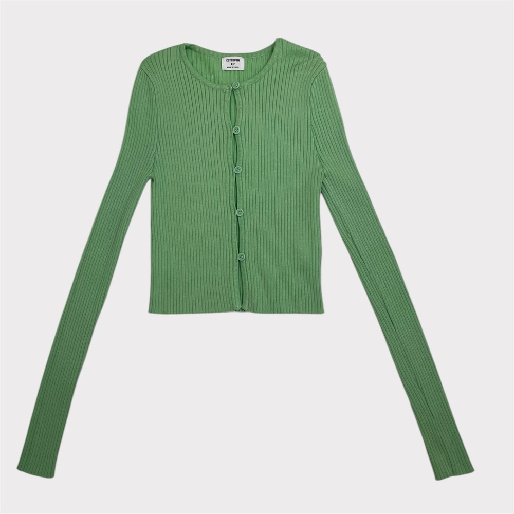 4/$25 Cotton On Green Ribbed Long Sleeve Cardigan